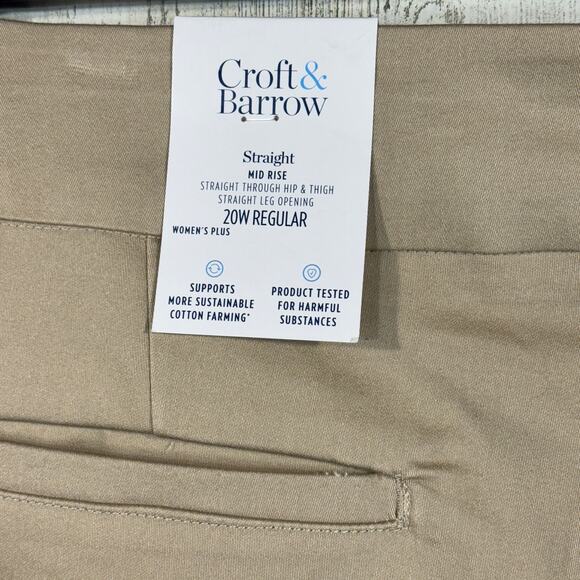 Croft & Barrow SZ 20W Straight Pants Stretch Pull-On Mid-Rise Flat Front Pockets - Picture 5 of 10